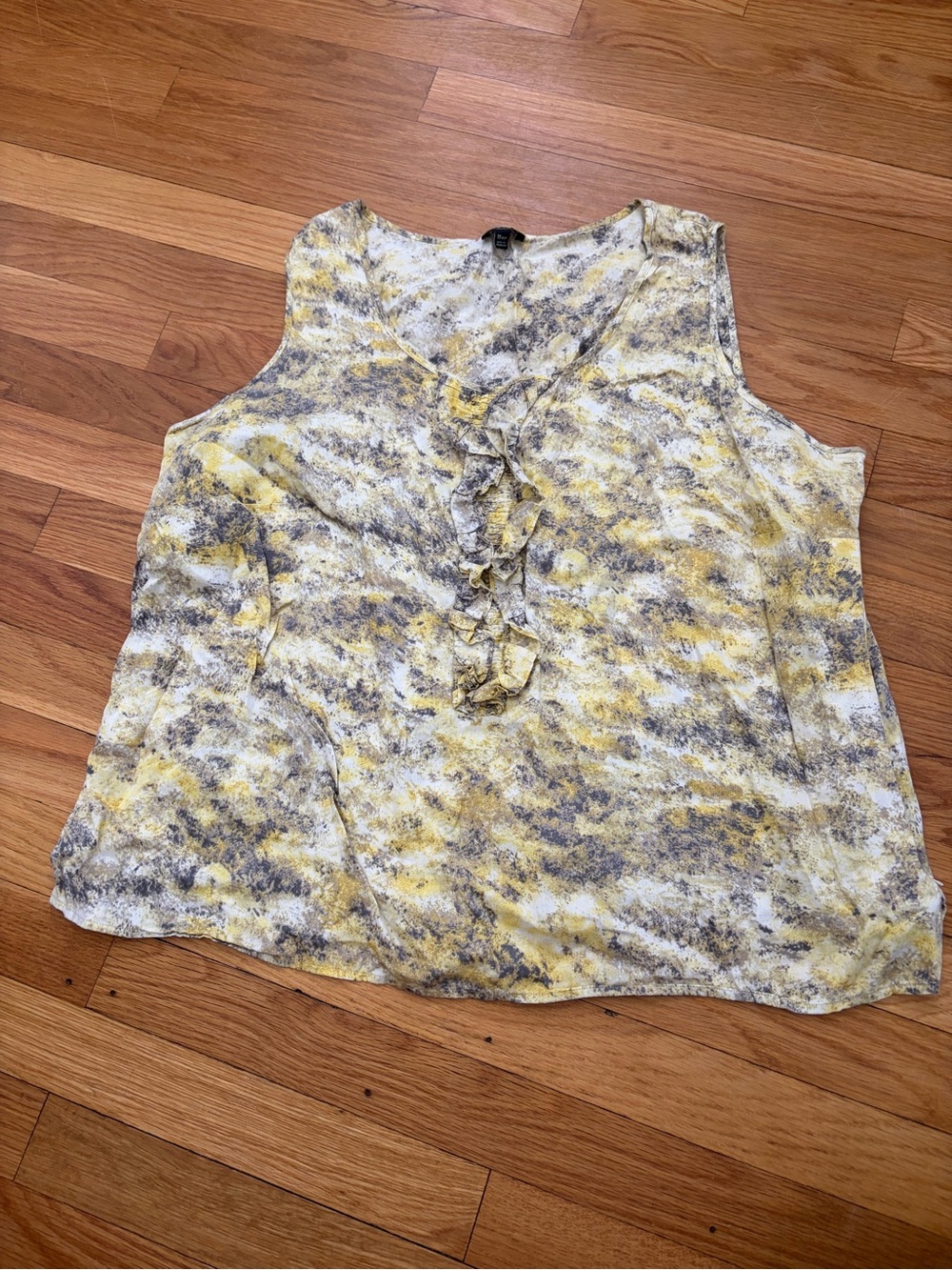 Talbots Yellow and Gray Ruffle V-Neck Sleeveless Camisole
